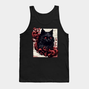 Cool Spooky Abstract Art Black Cat Demon Tank Top